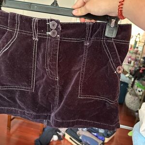 Plum velvet mini skirt
